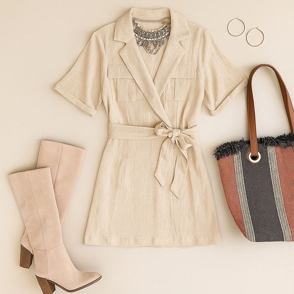 Free People Clementine Linen Wrap Dress Sz XS - Picture 2 of 9